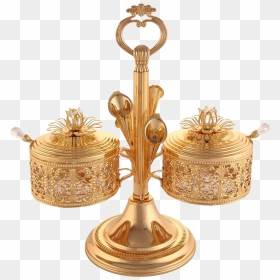 Sugar Bowl With Spoon Gold, HD Png Download - diwali gift png