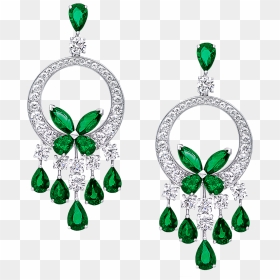 Graff Emerald Earrings Butterfly, HD Png Download - earrings for men png