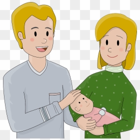 Happy Parents Clipart - Cartoon Baby And Parents, HD Png Download - christmas father clipart png