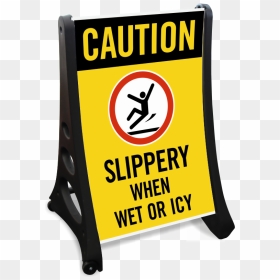 Caution Slippery When Wet Icy Sidewalk Sign - Checkpoint Clipart Black And White, HD Png Download - icy png
