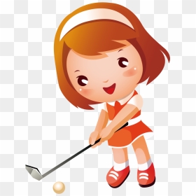 Golf Clipart Hockey Ball - Kids Playing Golf Clipart, HD Png Download - hockey ball png