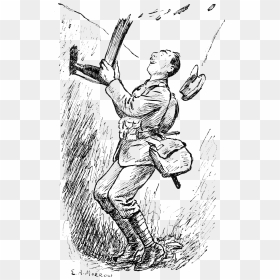 Punch"s History Of The Great War P90 - Line Art, HD Png Download - punch hand png