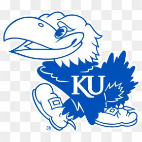 This Is A Blue And White Image Of A Jayhawk, The Mascot - Kansas Jayhawks University Logo, HD Png Download - kansas logo png