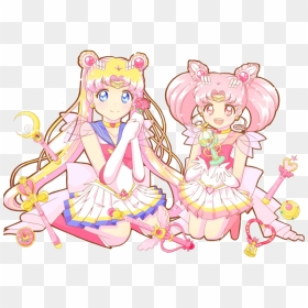 #sailormoon #sailors #sailorchibimoon #chibiusa #usagi - Sailor Moon And Chibiusa Art, HD Png Download - usagi tsukino png