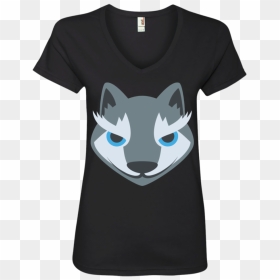 Wolf Face Emoji Ladies - T-shirt, HD Png Download - straight face emoji png