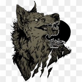 Werewolf With Moon Drawing, HD Png Download - wolf print png