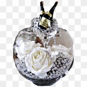 #wedding #centerpiece #valentinesday #roses #champagne - Fishbowl Wedding Centerpieces, HD Png Download - centerpiece png