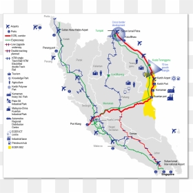 Map Of Malaysia"s East Coast Rail Link Project - Map, HD Png Download - aecom png