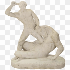 Theseus Killing Minotaur White Marble Statue - Minotaur Statue, HD Png Download - marble statue png