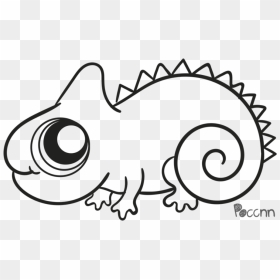 Chameleon Line Drawing Cute , Png Download - Easy To Draw Cartoon Chameleon, Transparent Png - cute line png
