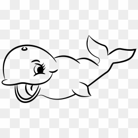 Cute Whale Black And White Clip Arts - Gambar Ikan Hitam Putih, HD Png Download - cute line png