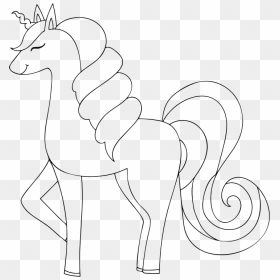 Cute Happy Unicorn Line Art - Dibujos De Unicornio Grande, HD Png Download - cute line png