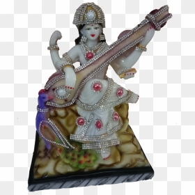 Saraswati Ma White Gold Marble Statue Murti For Pooja - Carving, HD Png Download - marble statue png