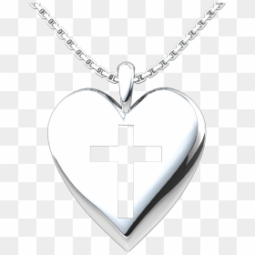 Sterling Silver Simple Heart Cross Pendant - Necklace, HD Png Download - simple cross png