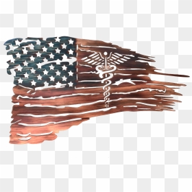 The New Battlefield Tattered Flag Metal Art Depicts - Blue Stripe Police Flag, HD Png Download - tattered american flag png