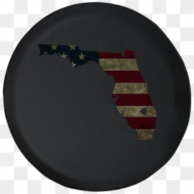 Spare Tire Cover Florida Distressed American Flag Jk - Circle, HD Png Download - tattered american flag png