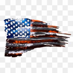 Blue Stripe Police Flag, HD Png Download - tattered american flag png