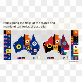 New Australian State Flags, HD Png Download - australia map png