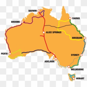 Australian Map All Routes - Map Of Australia, HD Png Download - australia map png