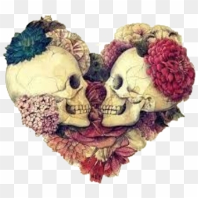 #amor De Calaveras - Skull And Heart And Flowers, HD Png Download - calaveras png