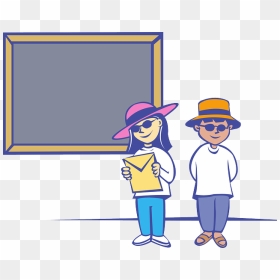 People, Boy, Girl, Kids, Front, Blackboard - Front Of Clip Art, HD Png Download - blank chalkboard png