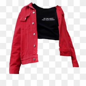 #shirt #grunge #red #black #croptop #jacket #moodboard - Leather Jacket, HD Png Download - red grunge png