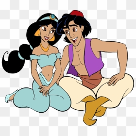 Aladdin, Jasmine Sitting Together - Aladdin And Jasmine Together, HD Png Download - sitting down png