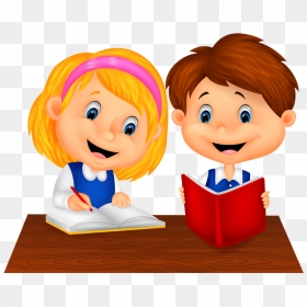 Thumb Image - Boy And Girl Studying Cartoon, HD Png Download - estudiantes png