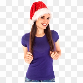 Christmas Woman Png, Transparent Png - real santa hat png