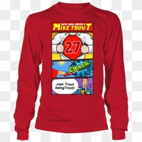 Gildan Long Sleeve T Shirt For Family - Basketball Ugly Christmas Sweater, HD Png Download - mike trout png