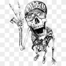 Skeleton Giving Peace Sign, HD Png Download - skull art png
