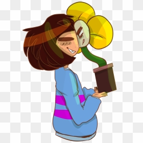 Frisk And Sata I Mean Flowey By Chillgoat-d9i9y8r - Flowey Male Minecraft Skin, HD Png Download - omega flowey png