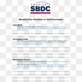 Small Business Marketing Plan Worksheet Main Image - Small Business Administration, HD Png Download - small business png