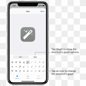 Icon Screen Showing Shortcut Glyph Options - Apple Siri Shortcuts Guide, HD Png Download - tap icon png