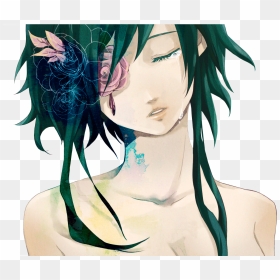 Flowers Gumi Nude Tears Transparent Vocaloid - Green Hair Nature Girl Anime, HD Png Download - vocaloid png