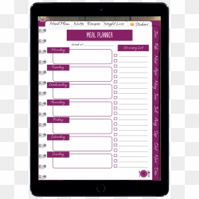 Meal Planner, HD Png Download - ipad template png