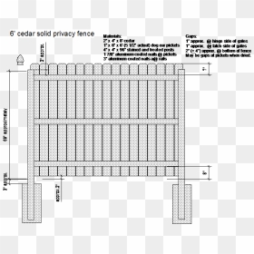 Drawing Of A - 6 Foot Privacy Fence Rail Spacing, HD Png Download - wooden post png