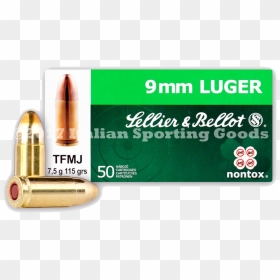 Sellier & Bellot 9mm Luger, 115 Gr Non Toxic"  Title="sellier - 9mm, HD Png Download - luger png
