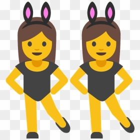 People With Bunny Ears Emoji Clipart - Two Girls Dancing Emoji, HD Png Download - people emoji png