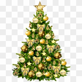 Golden And Green Christmas Tree, HD Png Download - christmas toys png