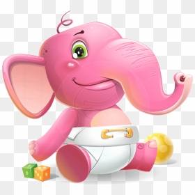 Baby Elephant Vector Cartoon Character - Vector Elephant Baby Hd, HD Png Download - elephant vector png