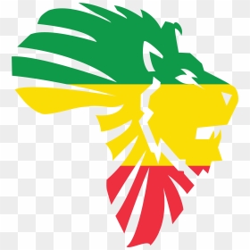 A Beautiful Graphic Red, Gold And Green Lion"s Head - Africa Reggae, HD Png Download - lion head vector png
