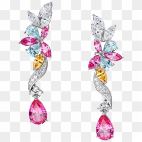 Georgette Floral Drop Pink Earrings - Pink Earring Png, Transparent Png - earing png