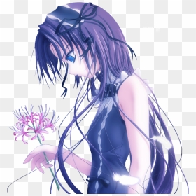 Manga Fille Cheveux Violet Triste, HD Png Download - anime .png