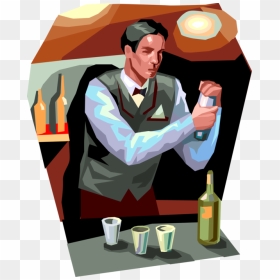 Bartender Vector Cartoon - Illustration, HD Png Download - bar tender png