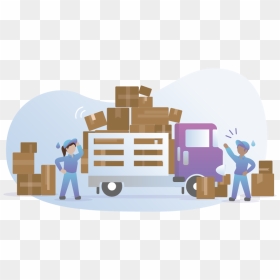 Overloaded Truck Delivery Man Package Stressed Overload - Overloaded Truck Png, Transparent Png - delivery man png