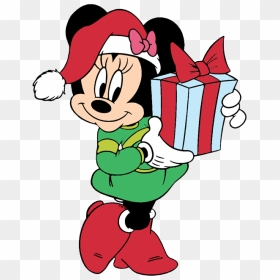 New Minnie Posing With Christmas Present - Disney Christmas Minnie Mouse, HD Png Download - disney christmas png