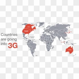 Countries Are Going Into 3g - World Map Black And White Png, Transparent Png - nicaragua flag png