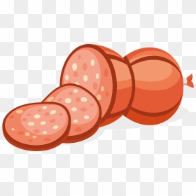 Sliced Sausage Clipart - Slice Of Sausage Cartoon, HD Png Download - wood slice png