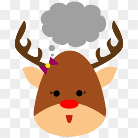 Thinking Deer Clipart - กวาง เร น เดีย ร์ การ์ตูน, HD Png Download - deer clipart png
